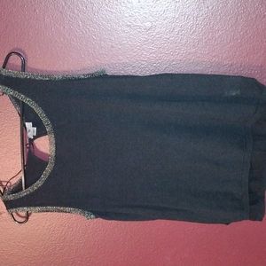 Sweater fabric sleeves top with gold hem